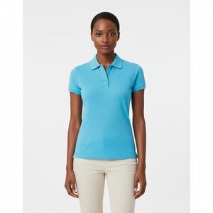 Lilly Pulitzer Womens Shrunken Pique Polo Shirt XS Wave Blue